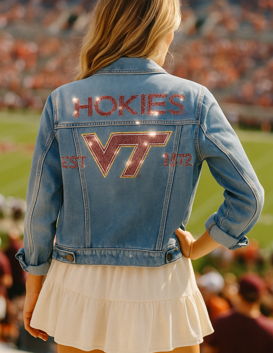 Virginia Tech EST 1872 Hokies Blue Denim Jacket