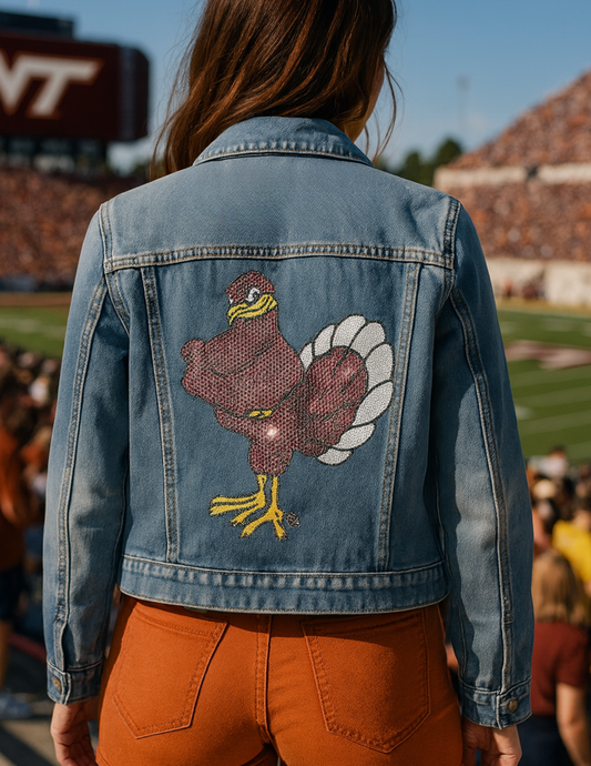 Virginia Tech Hokie Bird Blue Denim Jacket