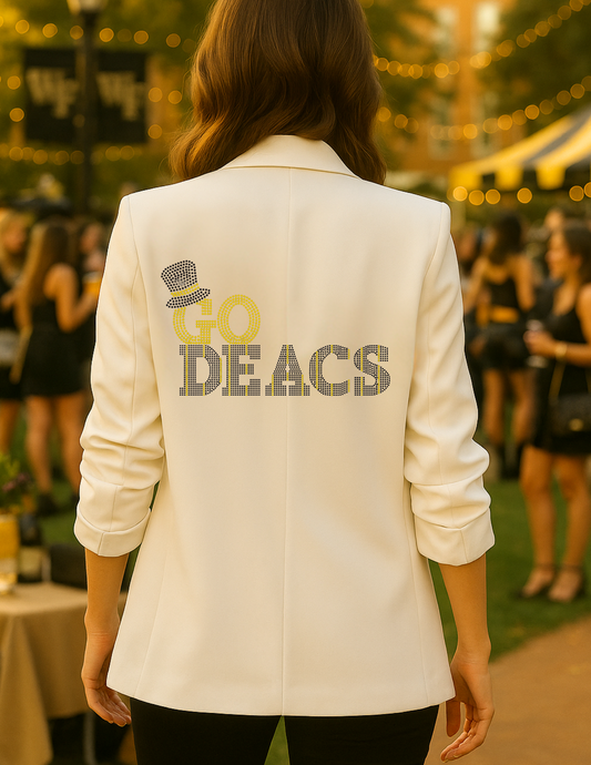 Game Day Blazer, Ruched White, Wake Forest Go Deacs