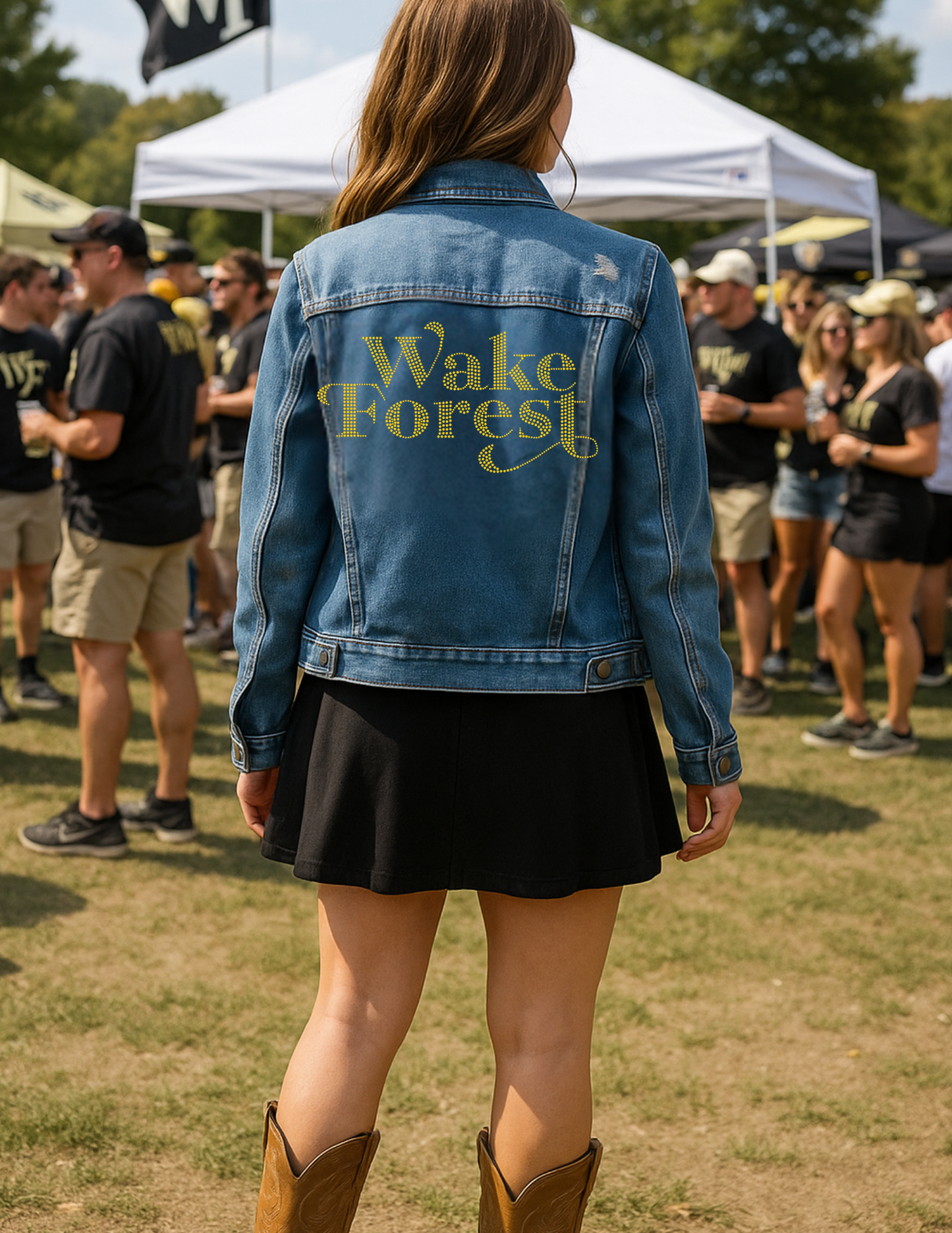 Game Day Jacket, Blue Denim, Wake Forest Script
