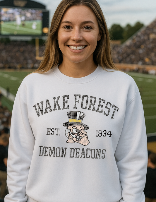 Game Day Sweatshirt, Crewneck White, Wake Forest Est 1834