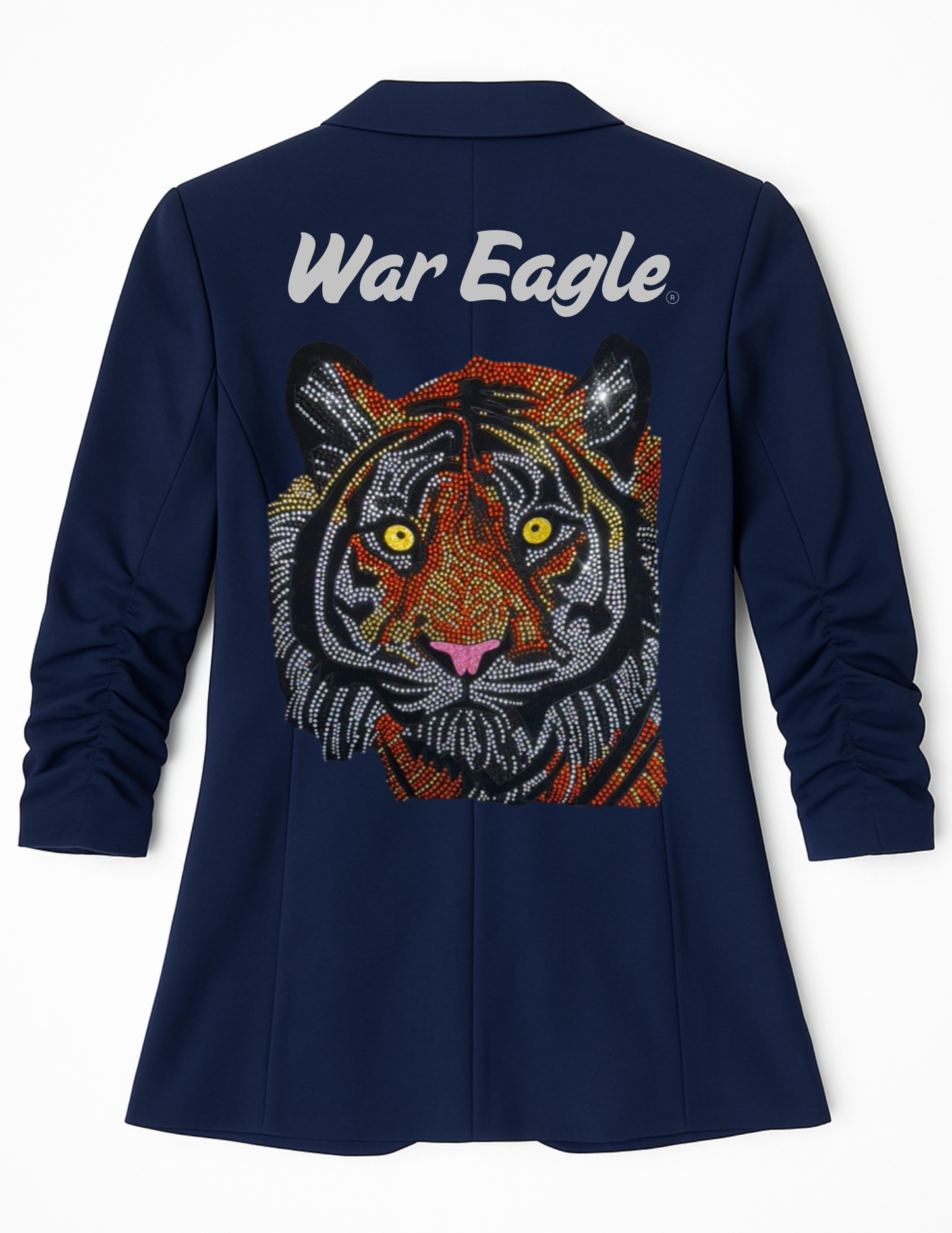 Auburn University War Eagle Tiger Navy Ruched Sleeve Blazer