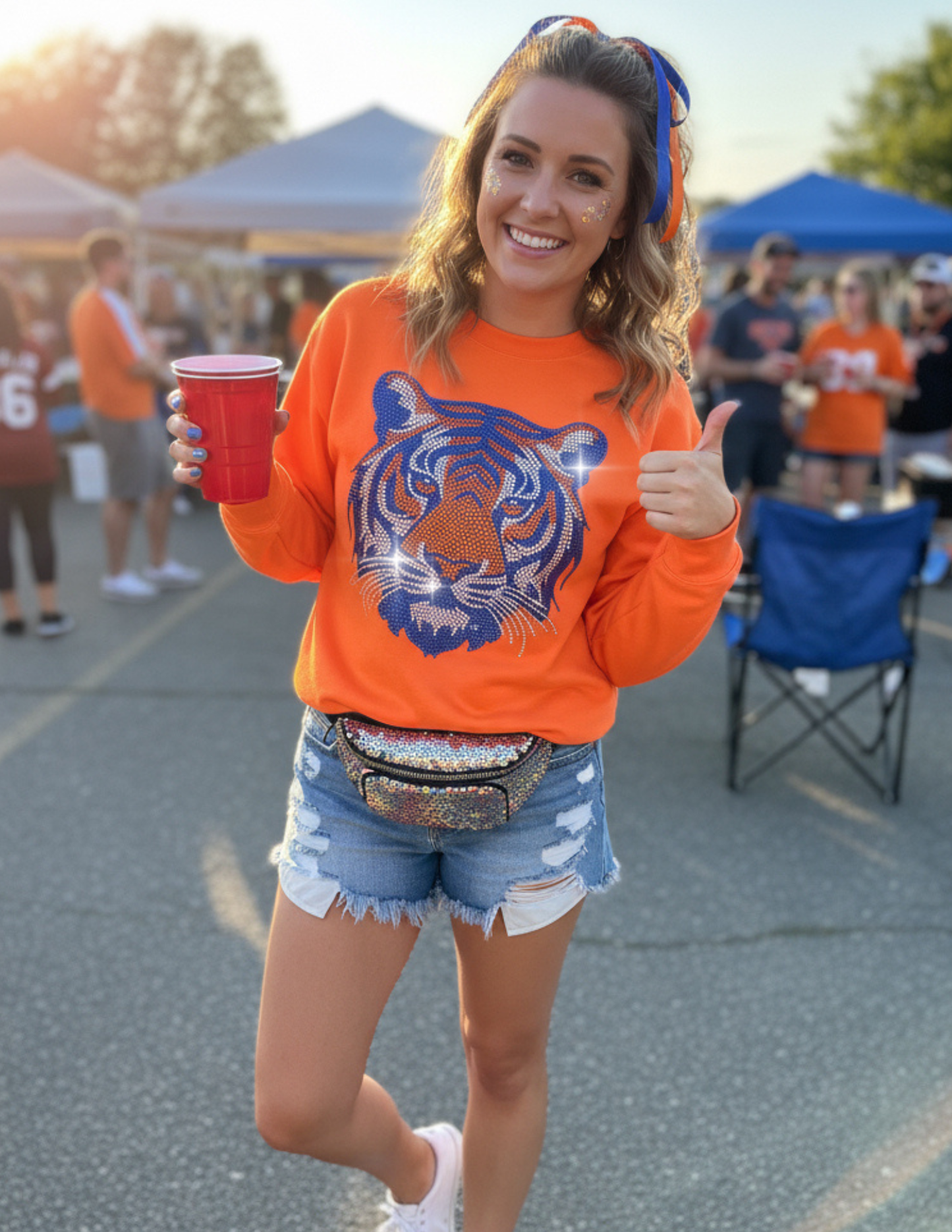 Orange & Navy Tiger Orange Crewneck Sweatshirt