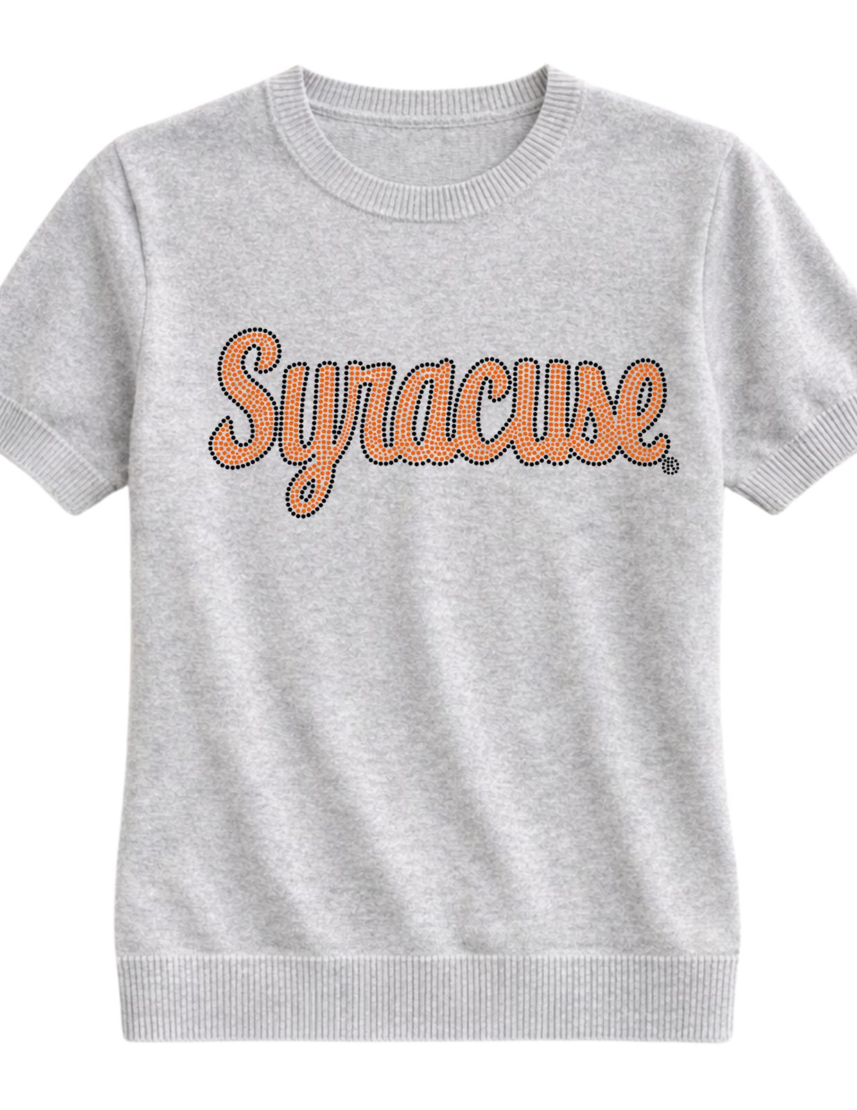 Syracuse University Script Gray Short Sleeve Sweater