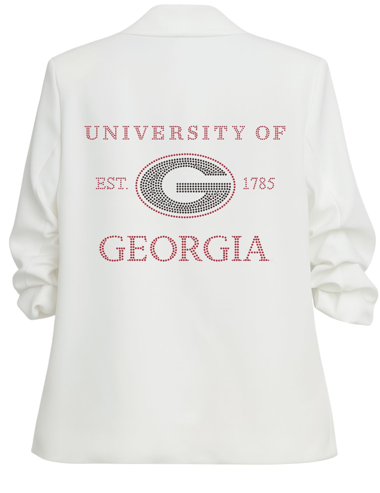 University of Georgia EST 1785 White Blazer W/ Ruched Sleeve
