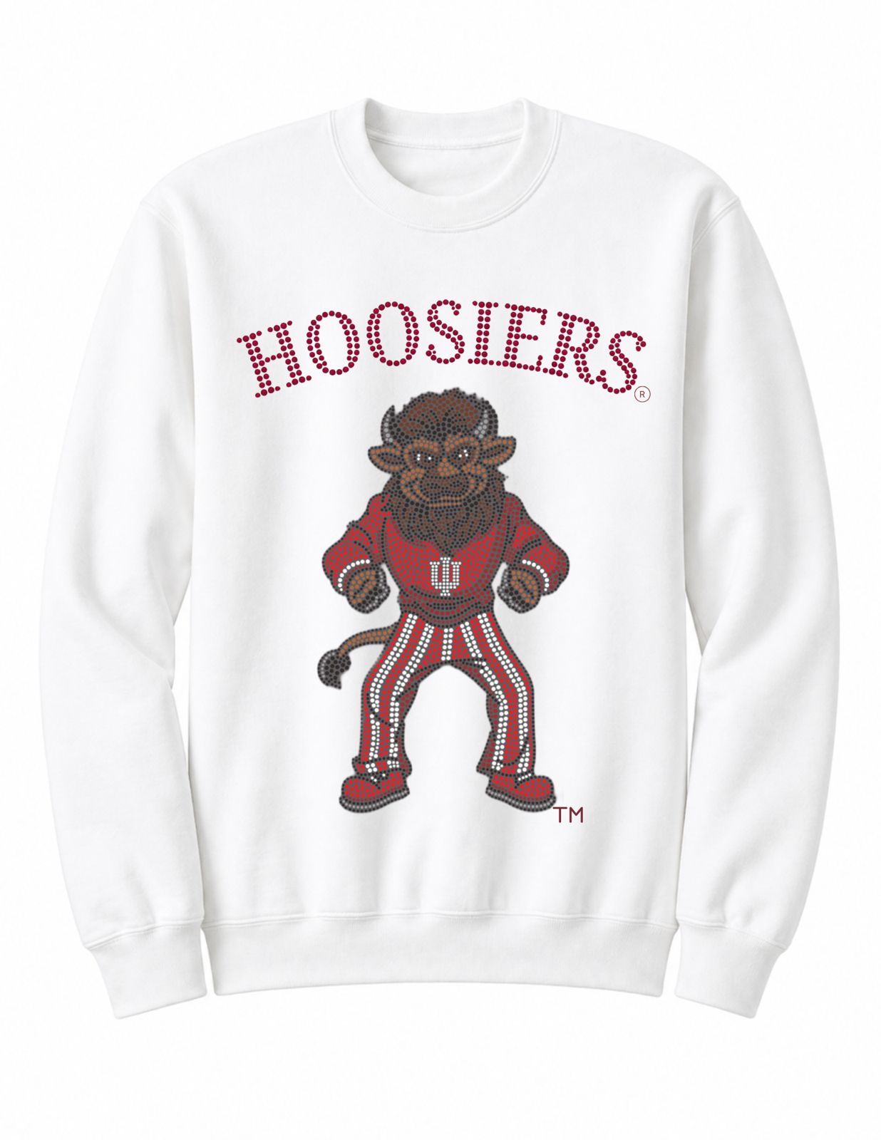 Indiana University Vintage Bison Mascot White Crewneck Sweatshirt