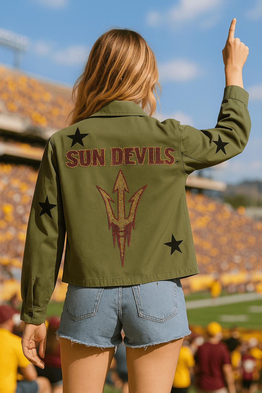 Arizona State Fork 'Em Sun Devils Army Green Shacket