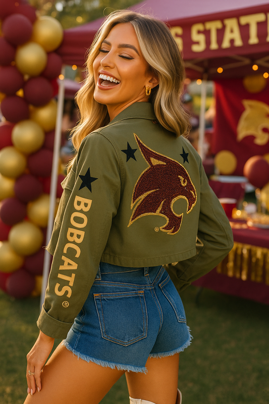 Texas State Bobcats Army Green Shacket