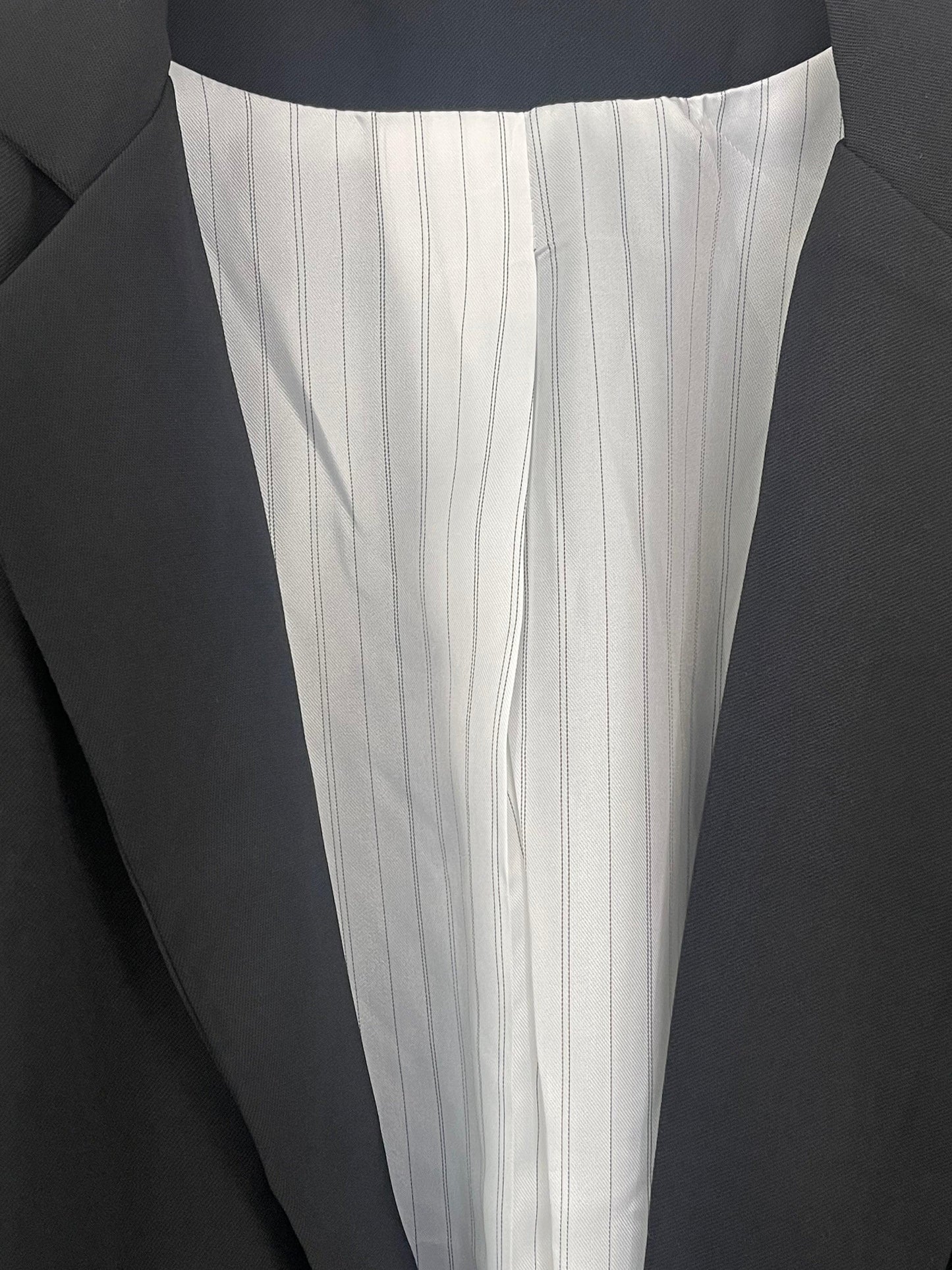 Black Ruched Blazer with Pinstripe Lining with Crystal Gold Queen Bee