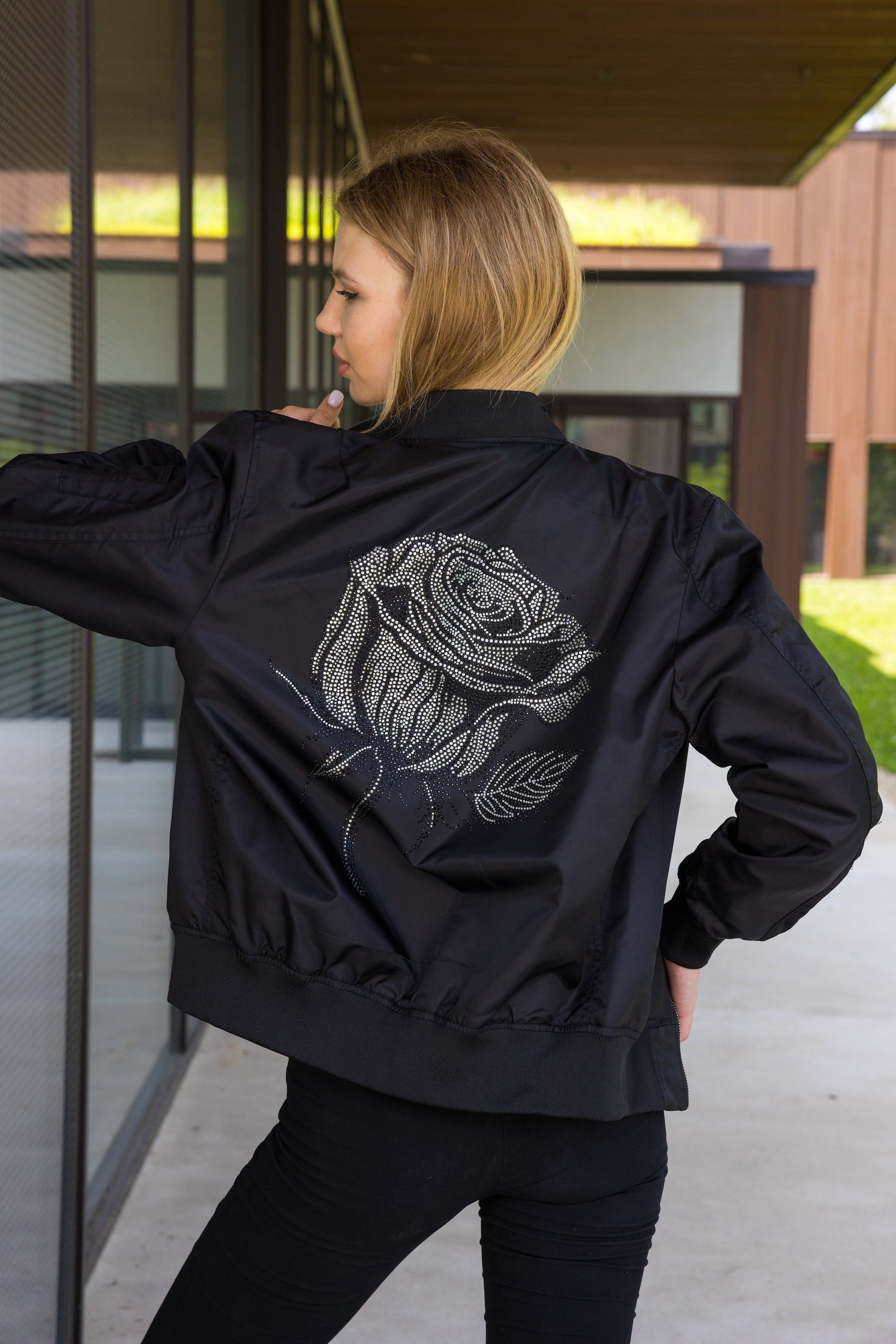 Jacket, Bomber Black, Metallic Rose