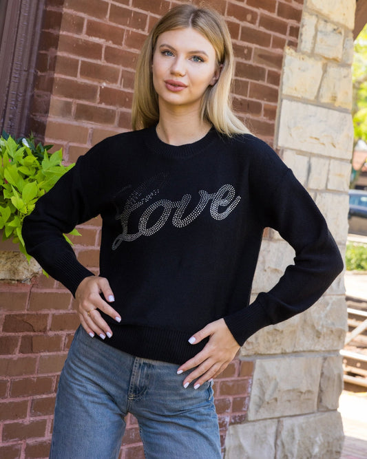 Sweater, Crewneck Black, Gunmetal Love