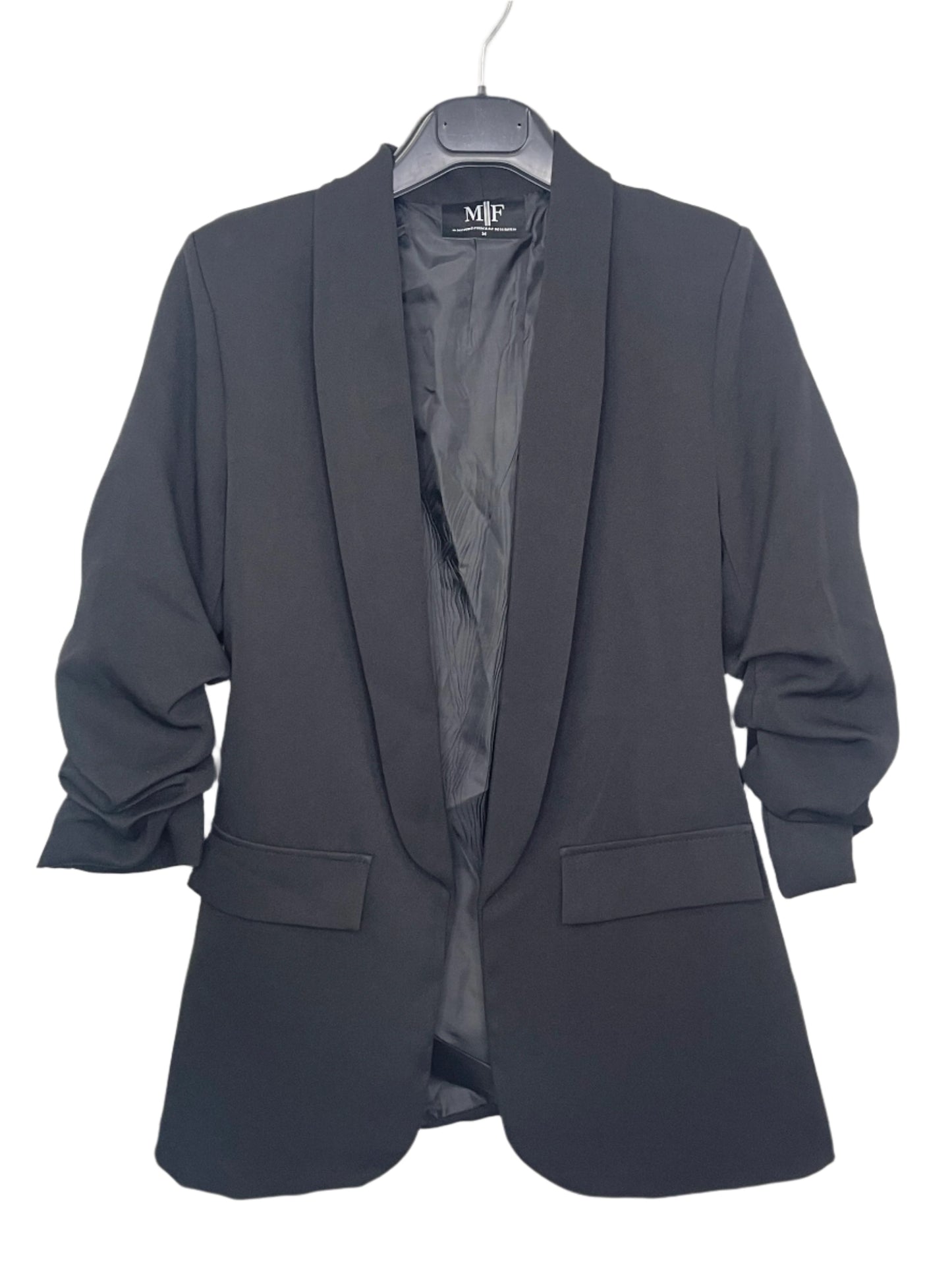 Blazer, Ruched Black, Silver Tiger Face