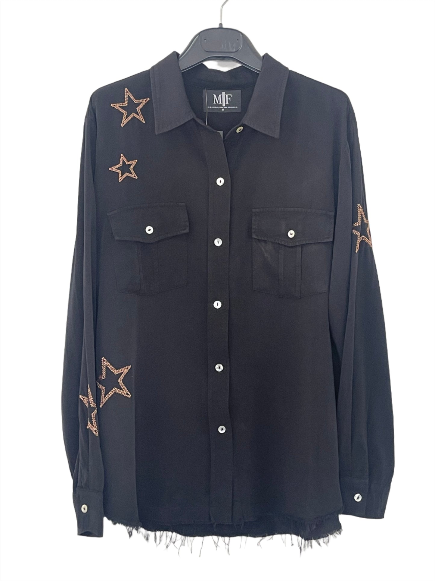 Shirt, Embroidered Star Black, Black/Gold Star