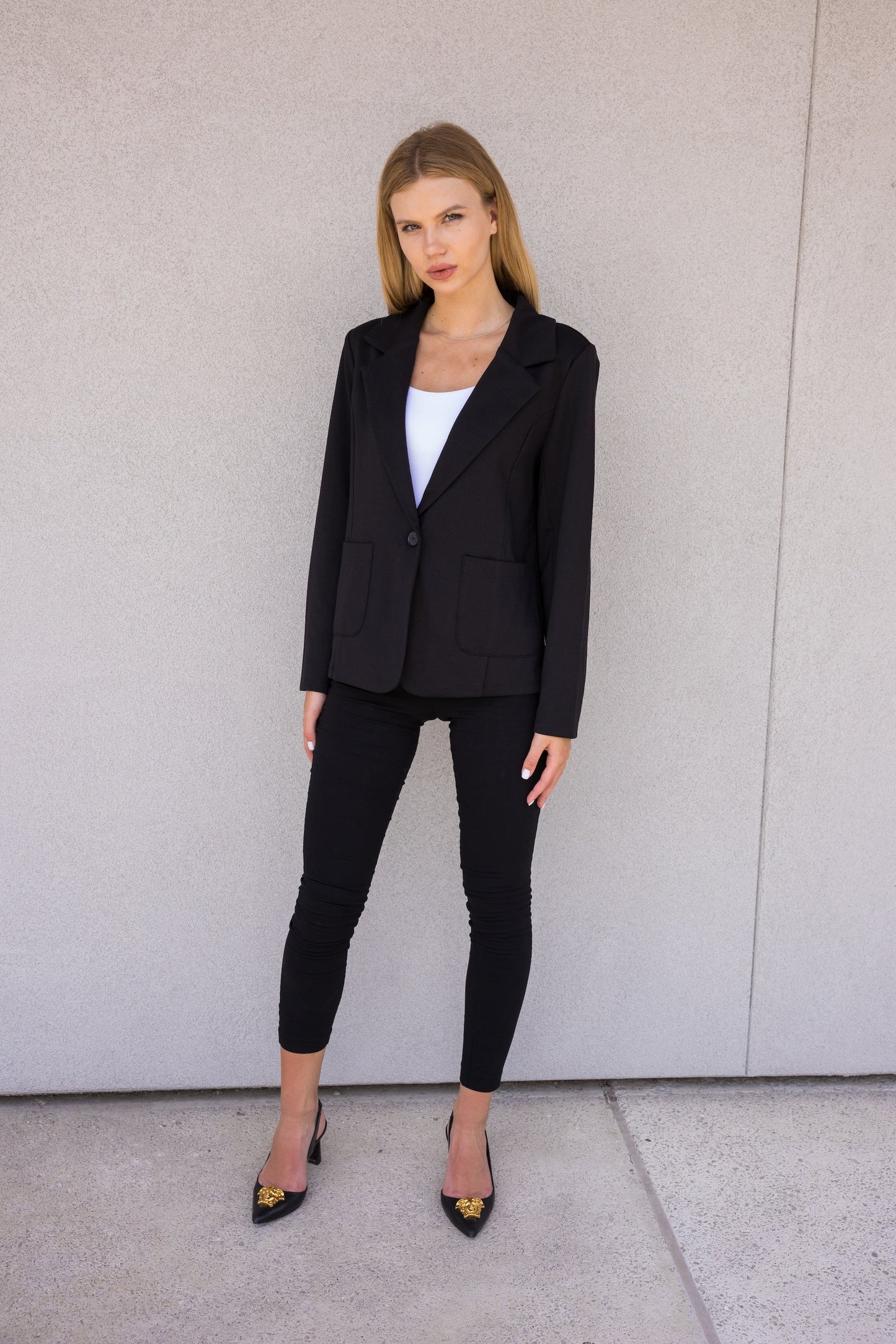 Blazer, Stretch Patch Pocket Black, Gunmetal Rose