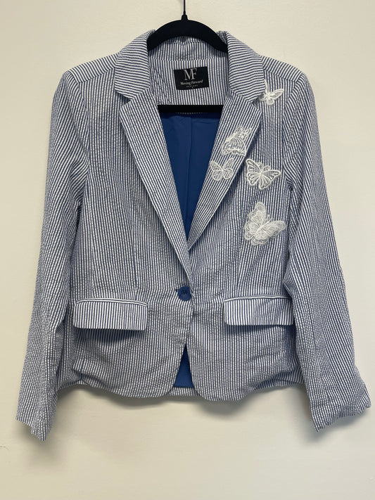 Blazer, Seersucker Blue, White Butterflies