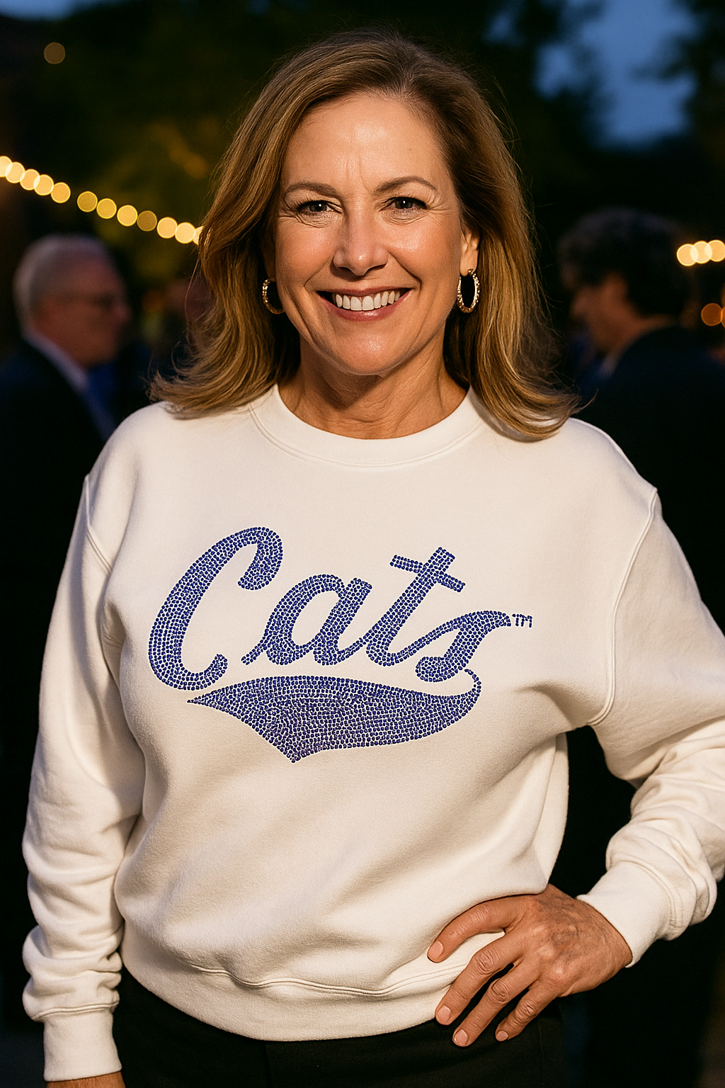 Montana State Cats Rhinestone Script White Crewneck Sweatshirt