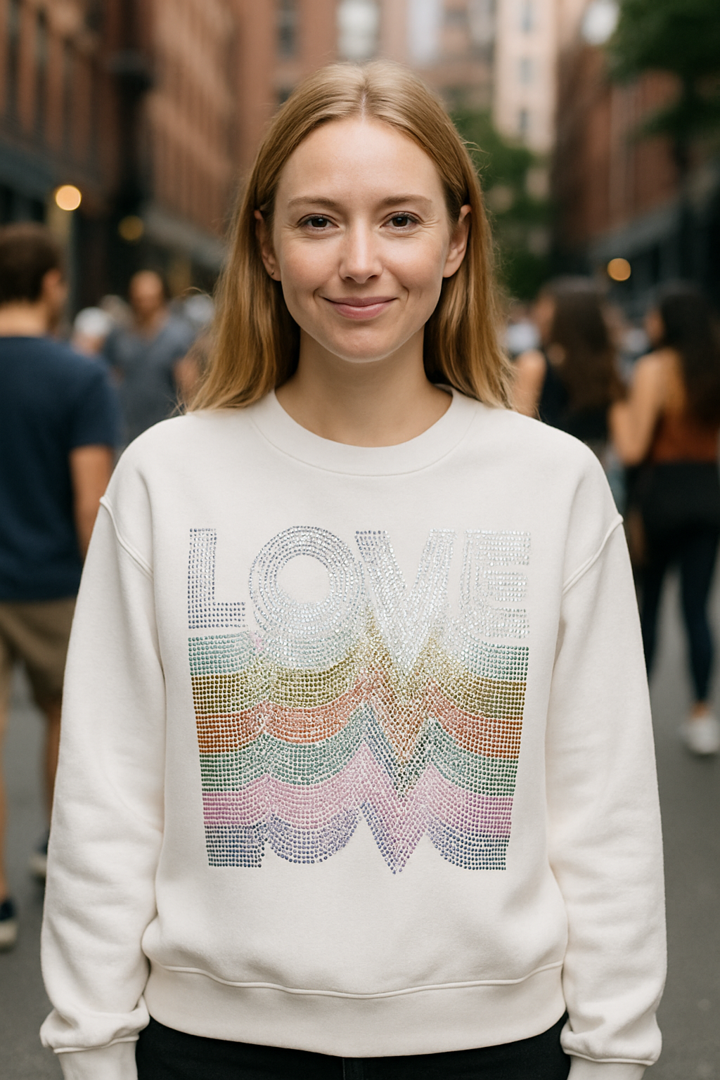 Sweatshirt, Crewneck White, Love Repeater