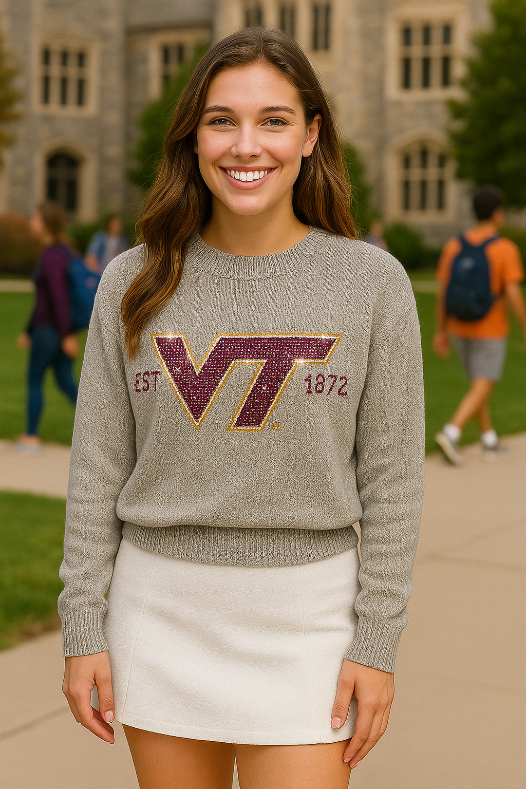 Virginia Tech EST. 1872 Gray Crewneck Sweater