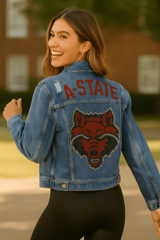 Game Day Jacket, Blue Denim, Arkansas State A- State Wolf