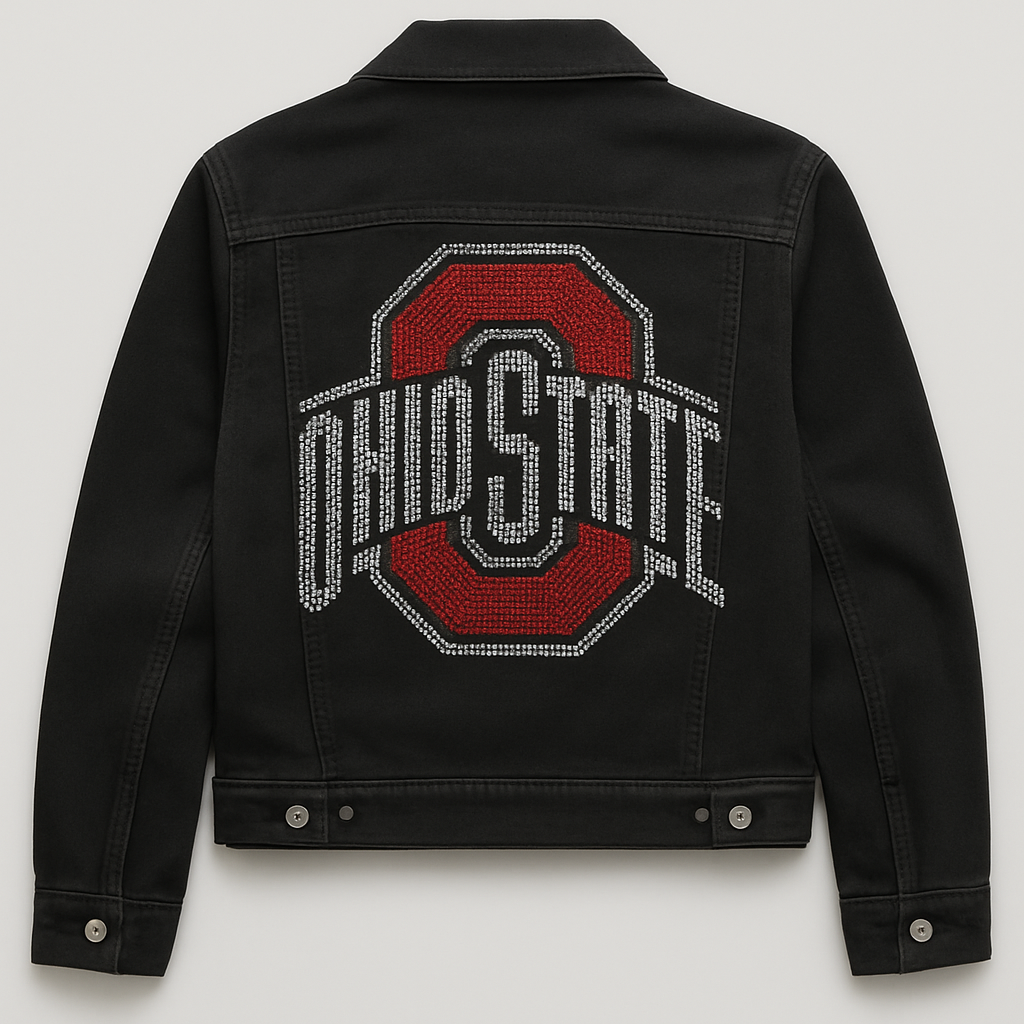 Ohio State Red Block O Black Denim Jacket