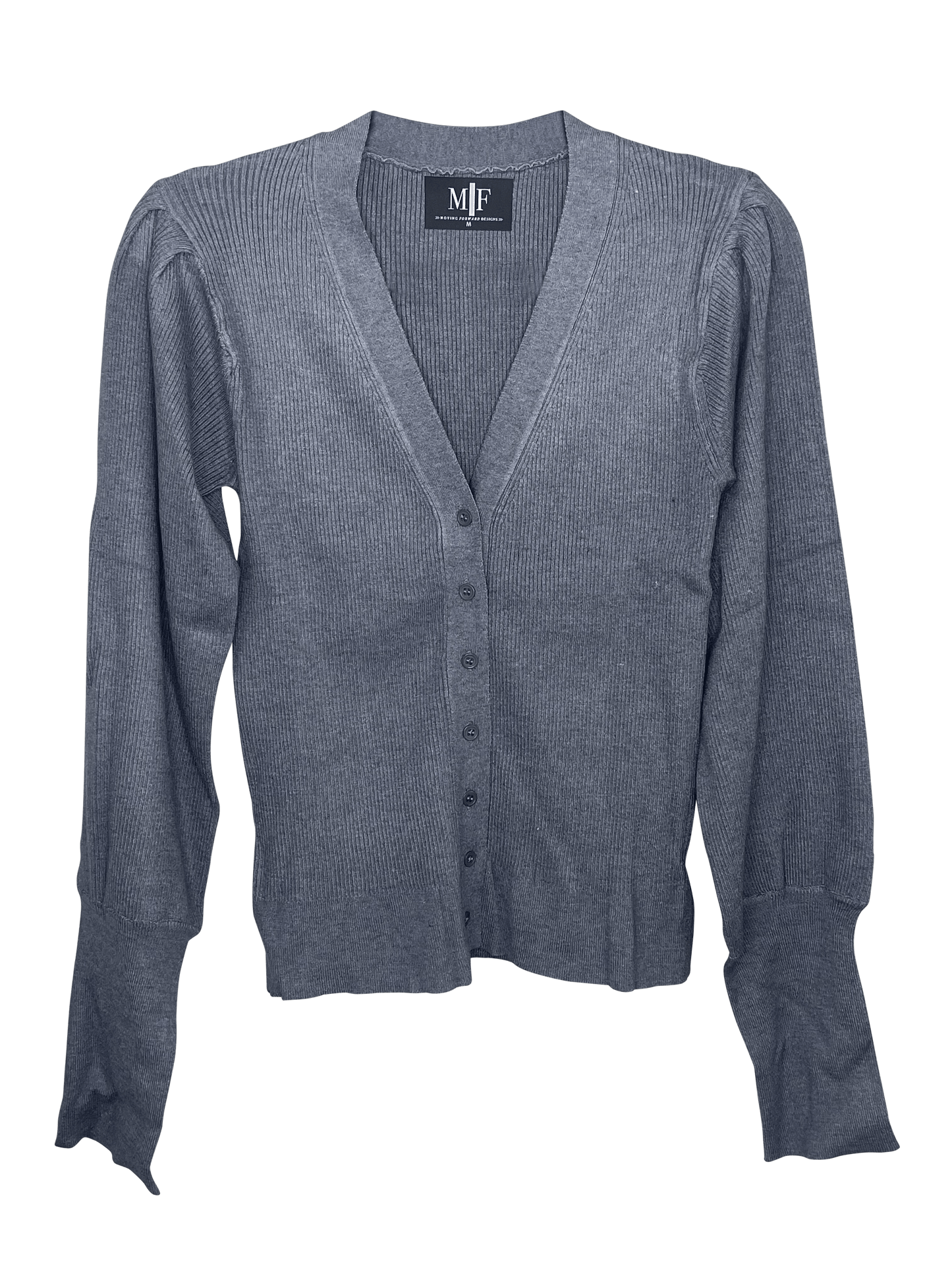 Blue Hamsa Gray Puff Cardigan