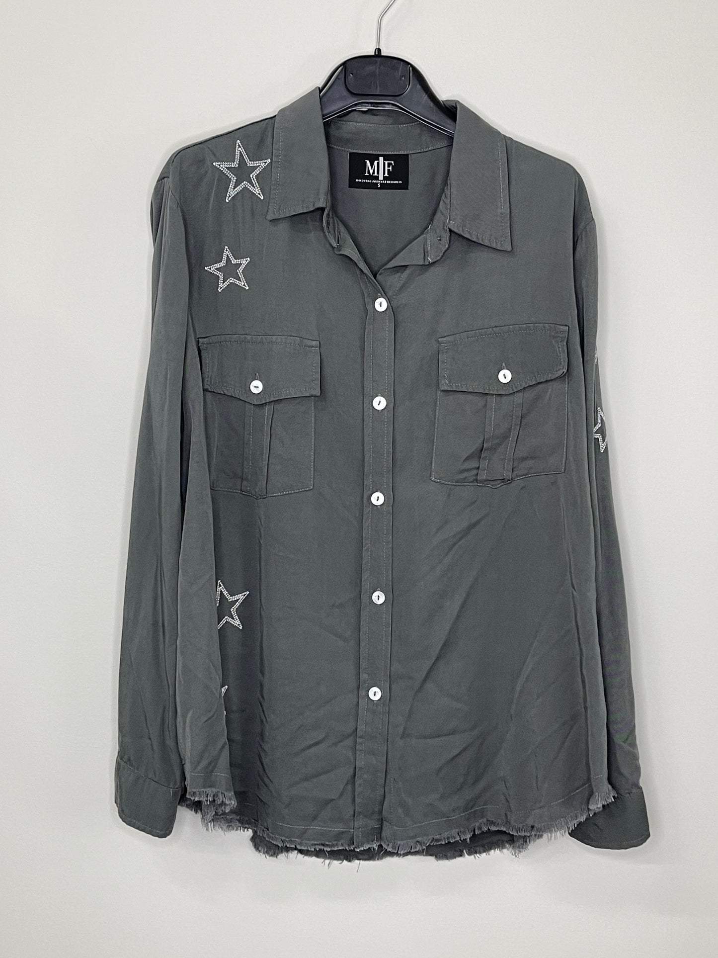 Shirt, Embroidered Star Gray, Hamsa