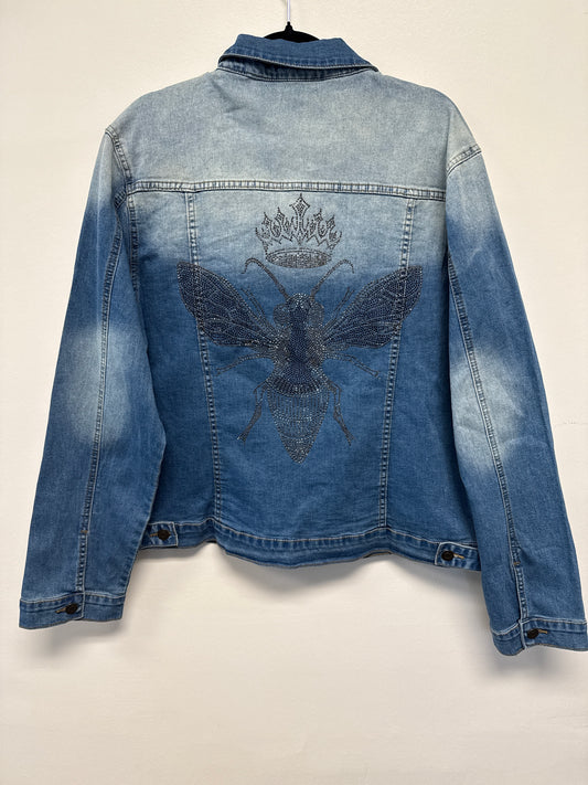 Jacket, Blue Denim Extended Size, Stretchy, Gunmetal Queen Bee