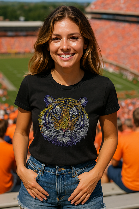 Clemson Tiger Face Black Crewneck Short Sleeve T-Shirt
