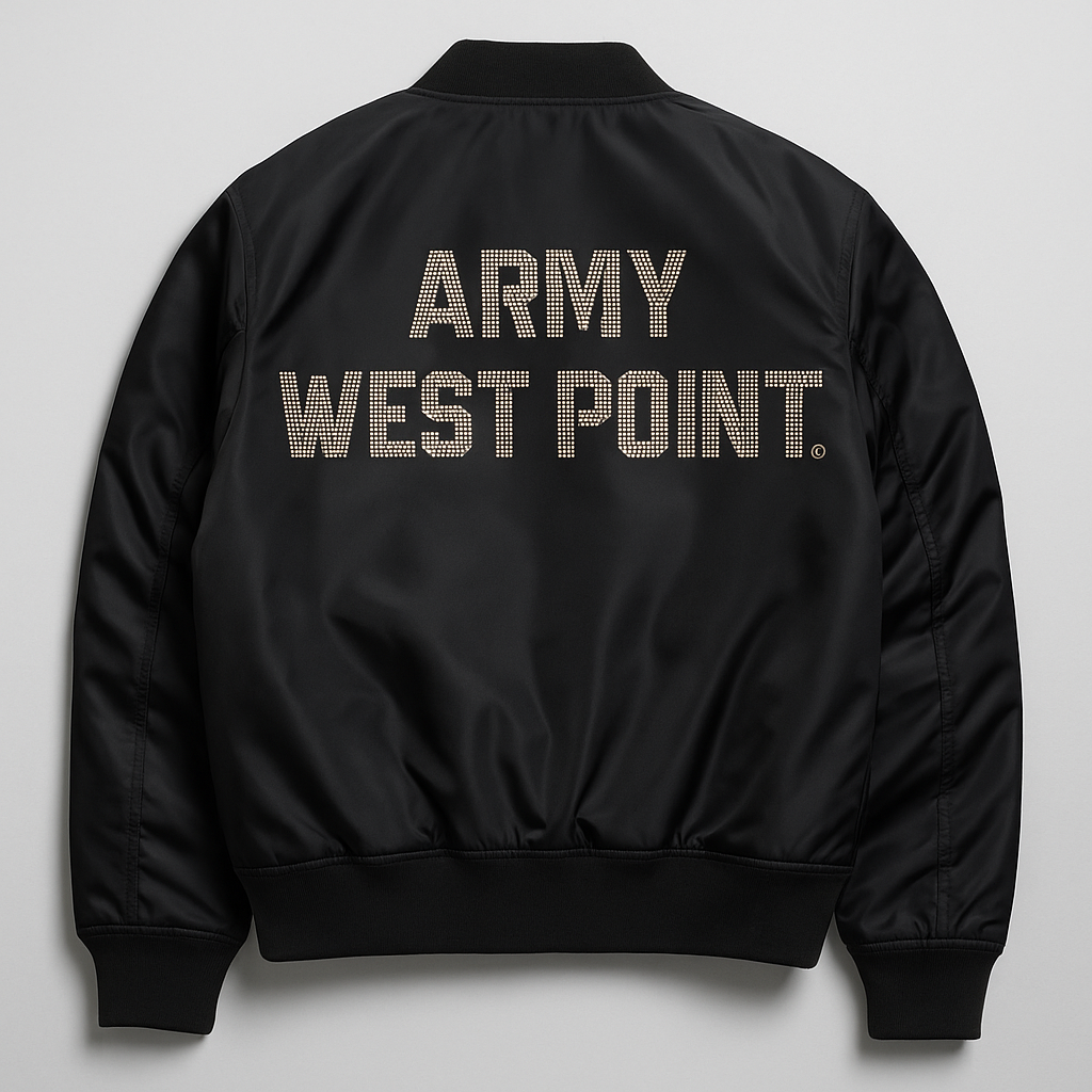 Army West Point Block Letters Black Bomber