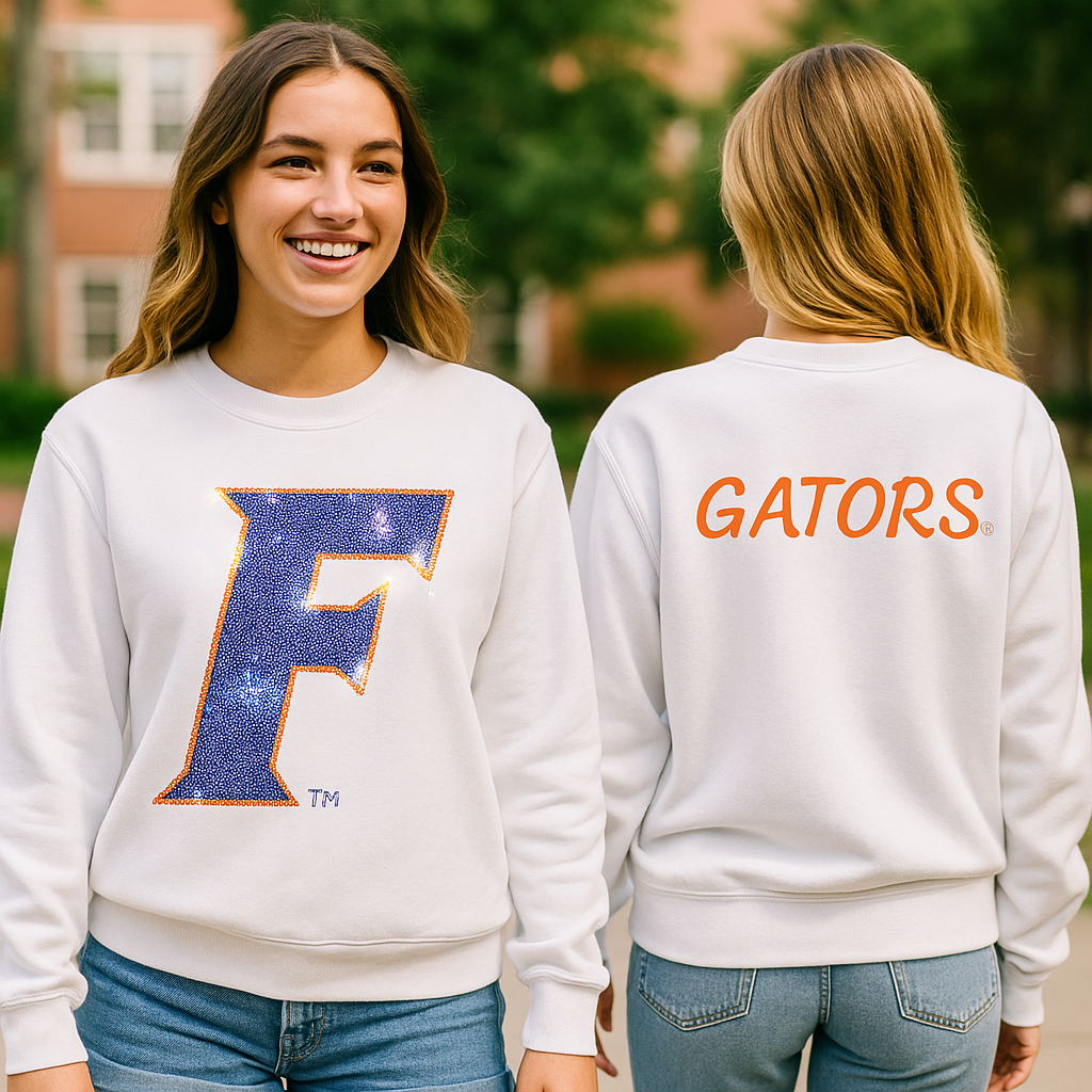 University of Florida F Gators White Crewneck Sweatshirt