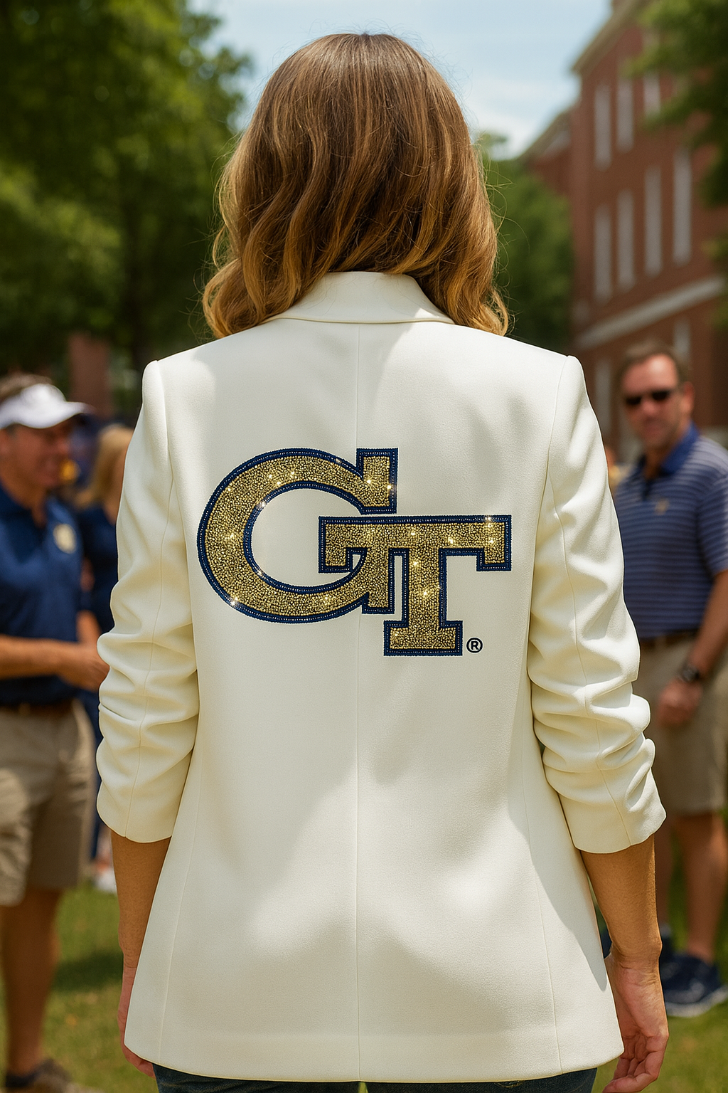 Game Day Blazer, Ruched White, Georgia Tech GT