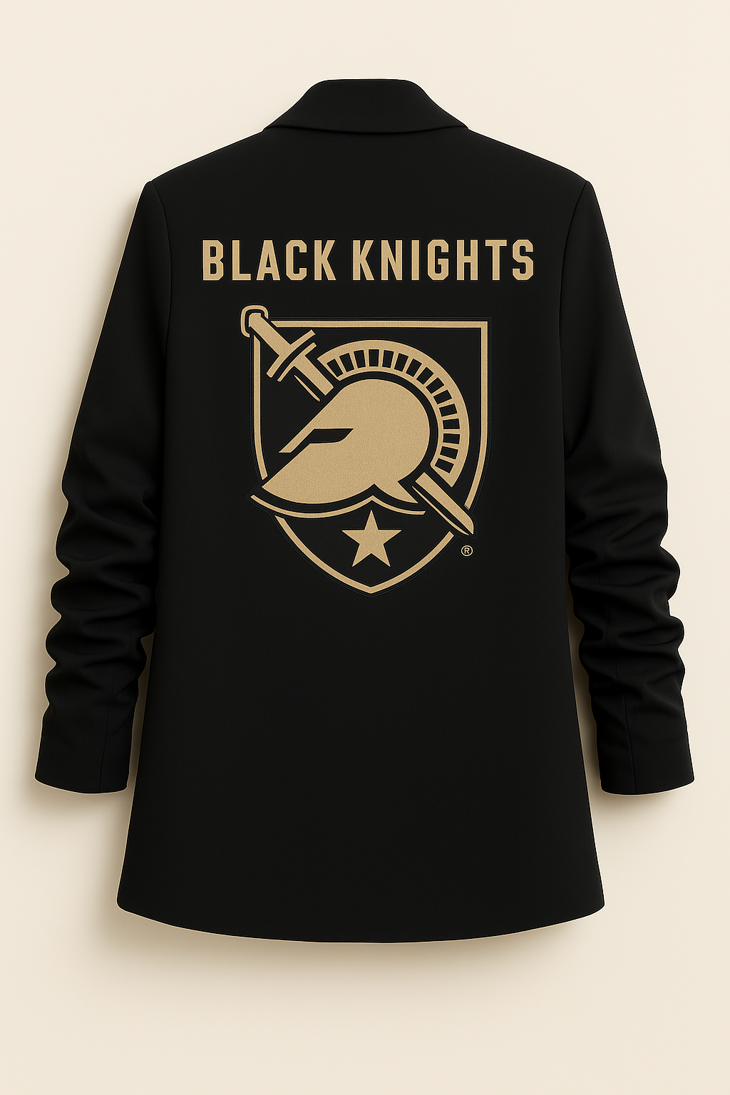 Game Day Blazer, Black Ruched, Army West Point Black Knights Shield