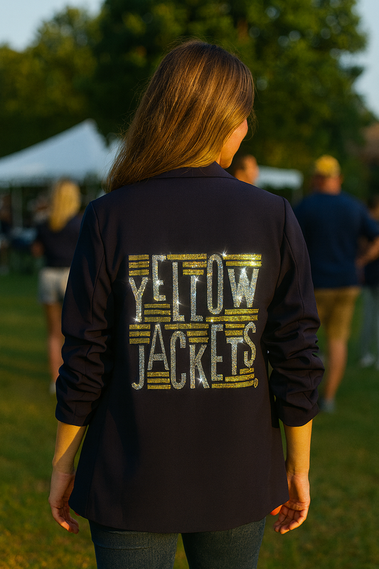 Georgia Tech Yellow Jackets Navy Ruched Sleeve Blazer