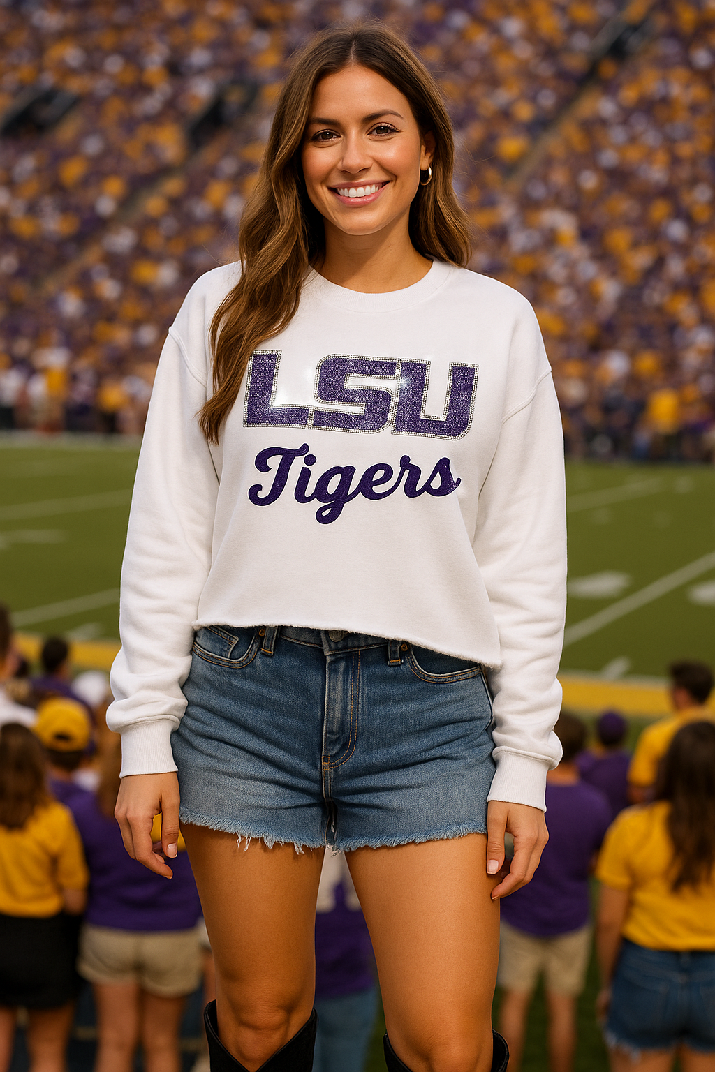 LSU Tigers White Crewneck Sweatshirt