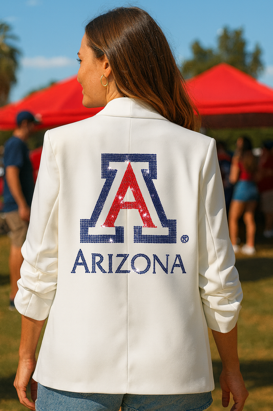 Game Day Blazer, White Ruched, Univ of Arizona Block A