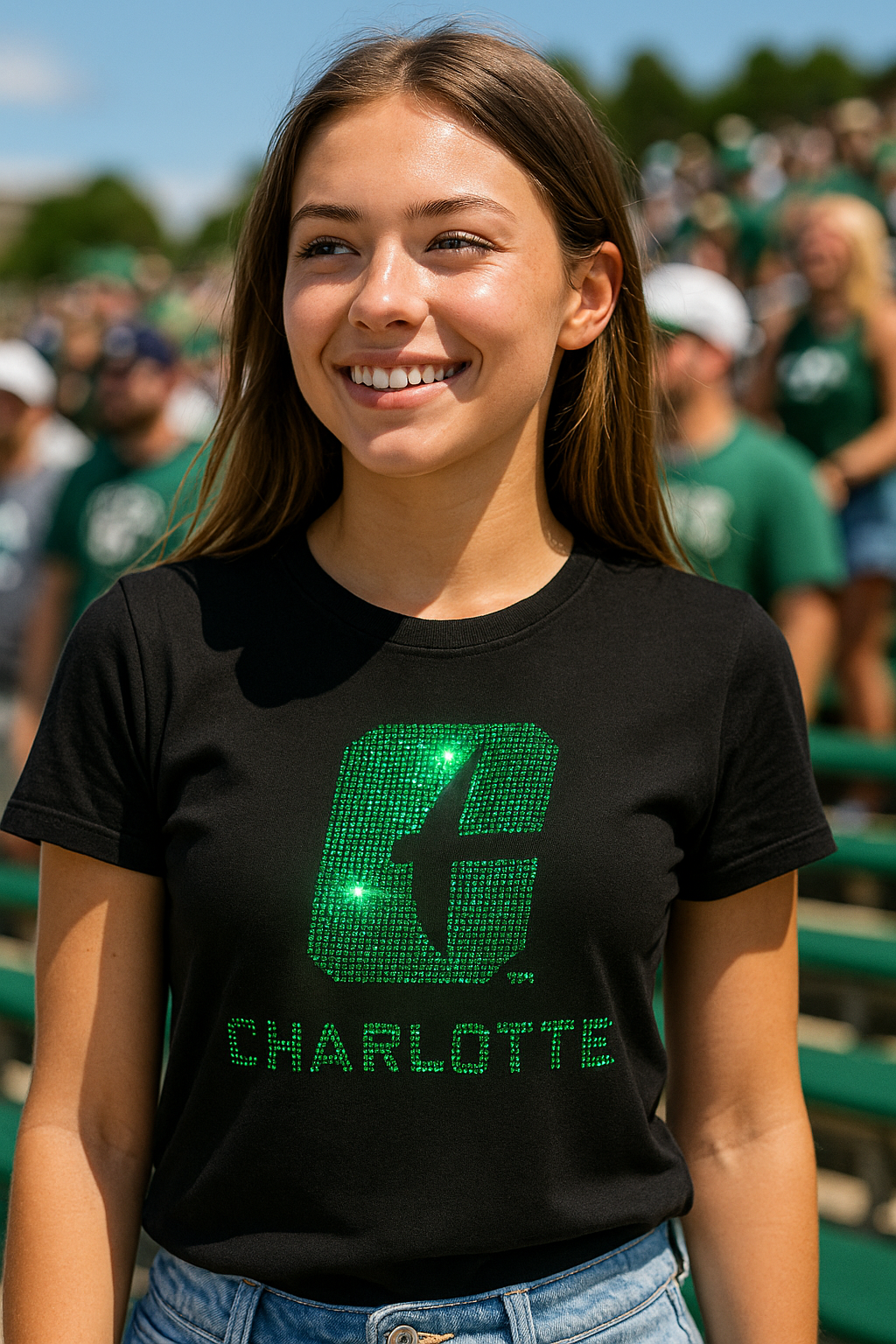 University of N Carolina-Charlotte C Black Crewneck Short Sleeve T-Shirt
