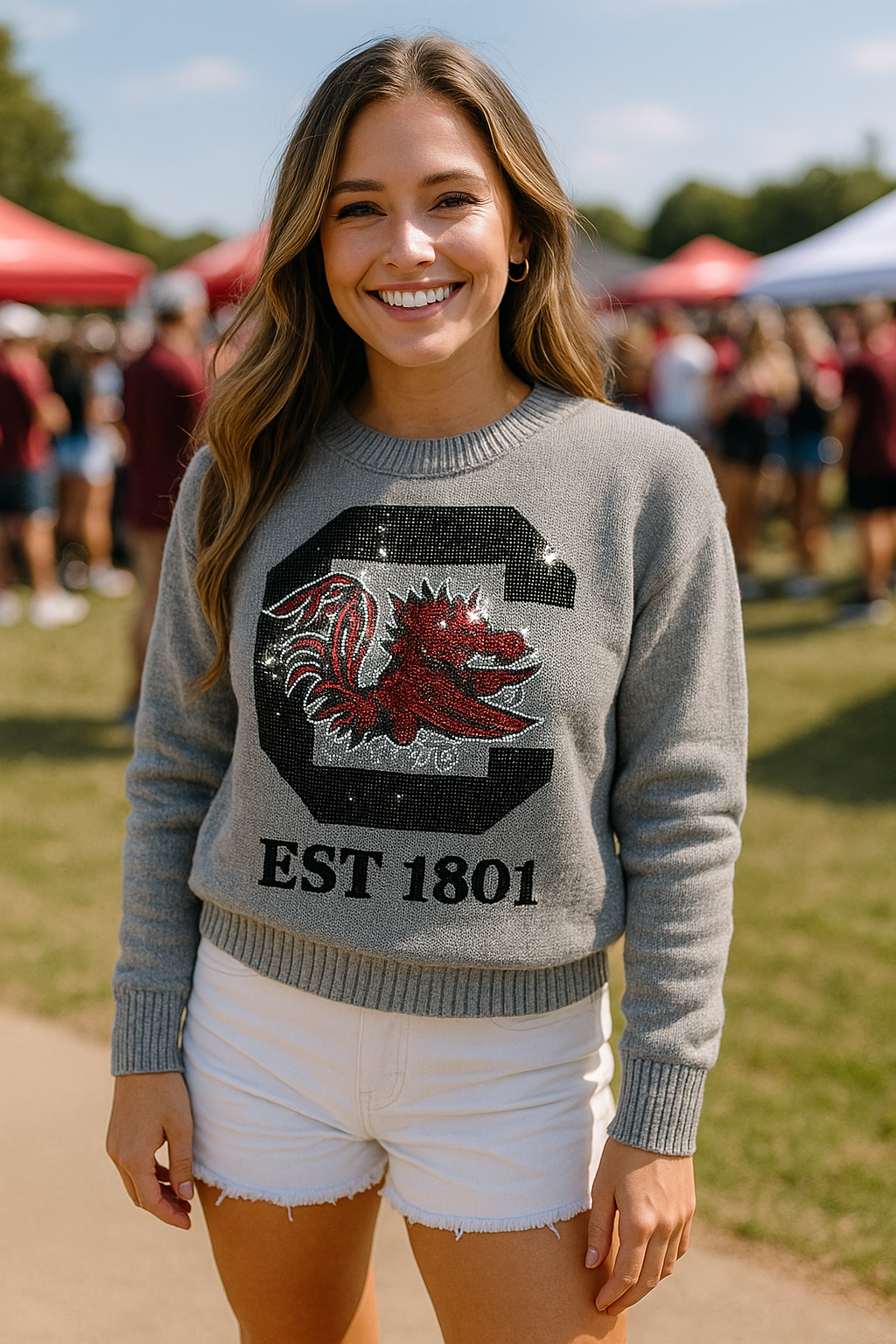 University of South Carolina Gamecock EST 1801 Gray Crewneck Sweater