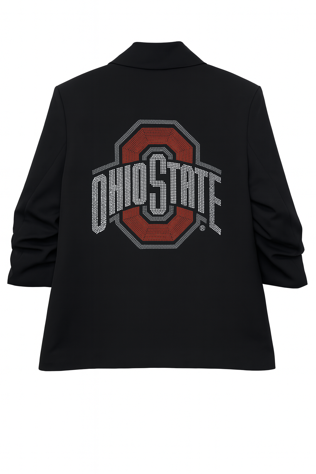 Game Day Blazer, Black Ruched, Ohio State O Red