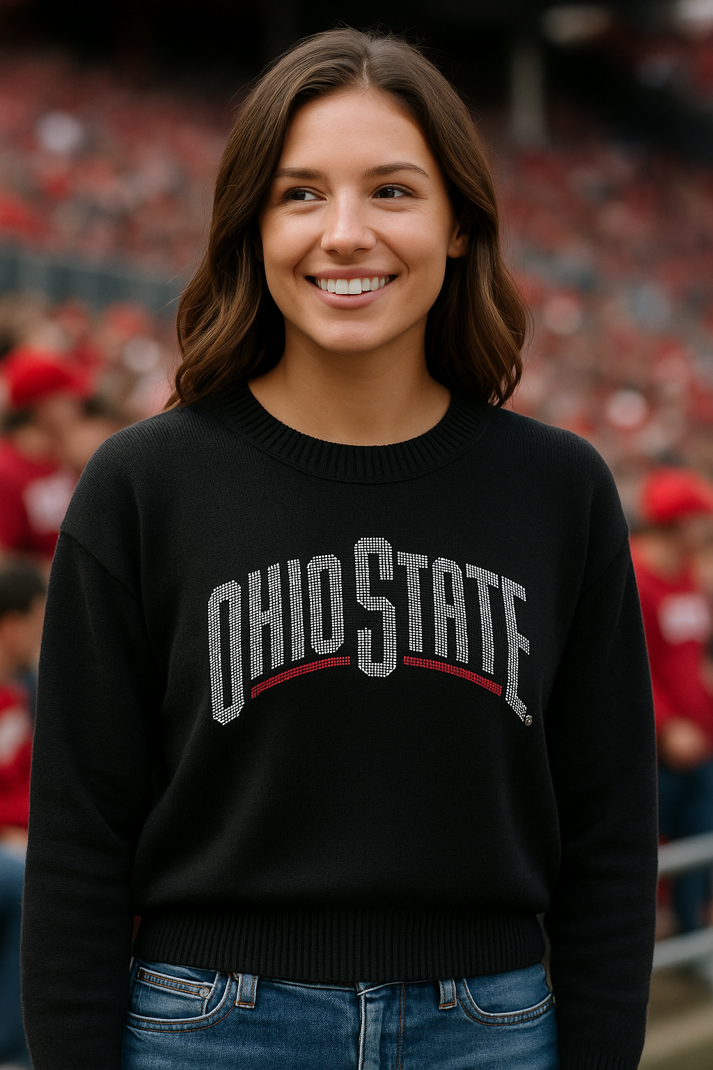 Ohio State Crewneck Black White Curve Sweater