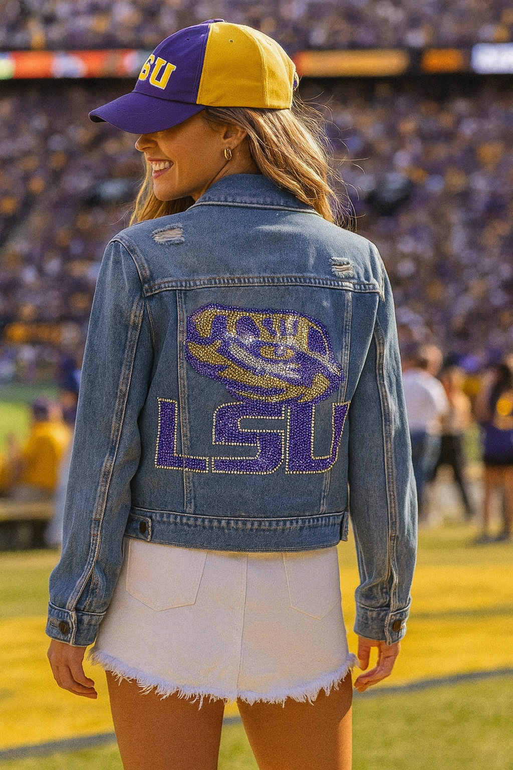 Game Day Jacket, Blue Denim, LSU w/ Tiger Eye