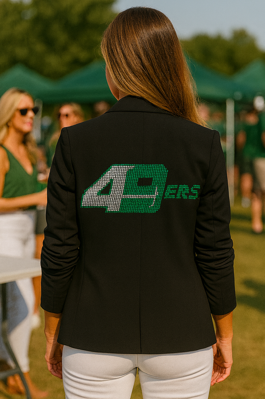 University of N Carolina-Charlotte 49ers Black Ruched Sleeve Blazer