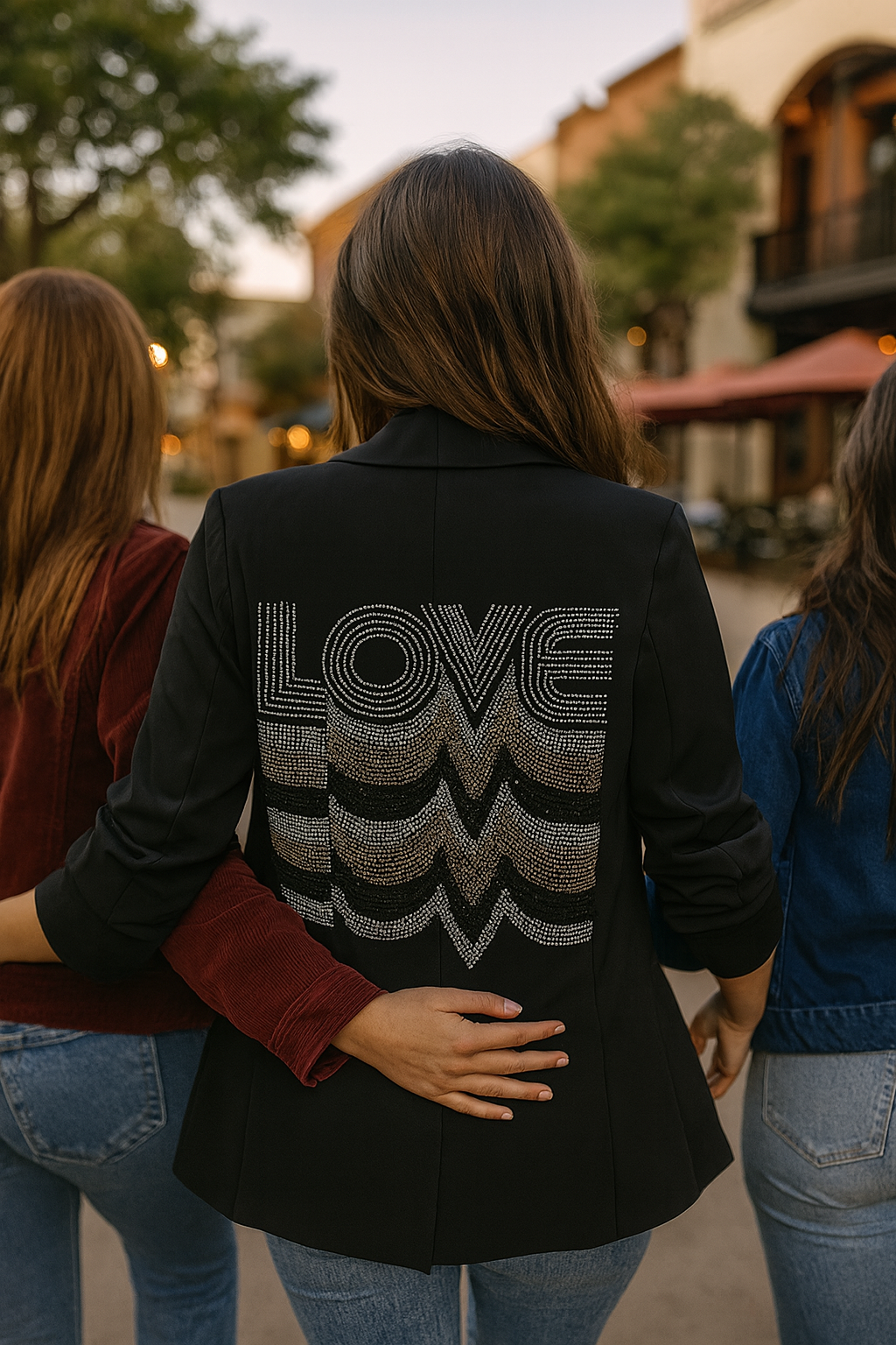 Blazer, Black Ruched, Gunmetal Love Repeater