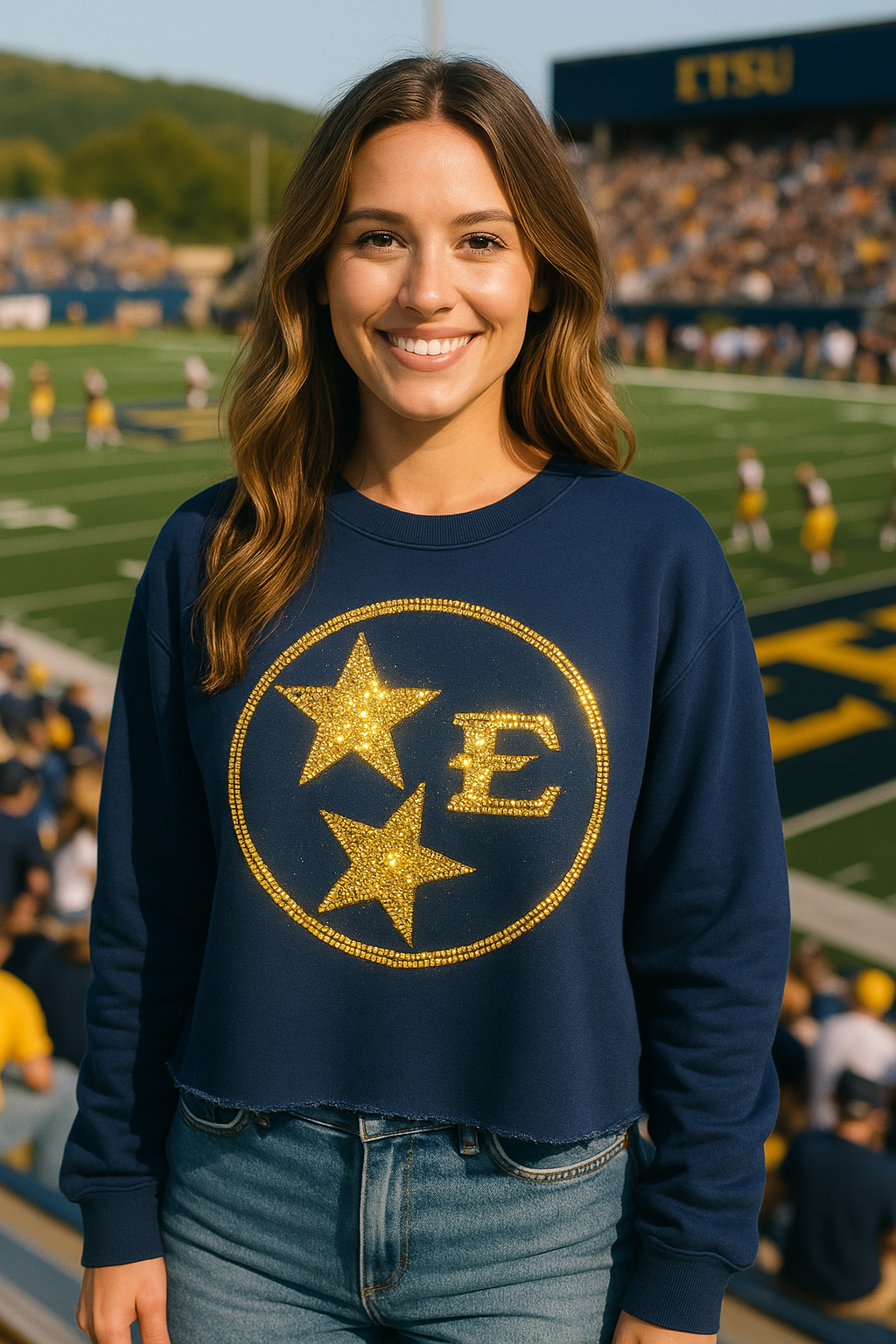 East Tennessee Circle Star Logo Navy Crewneck Sweatshirt