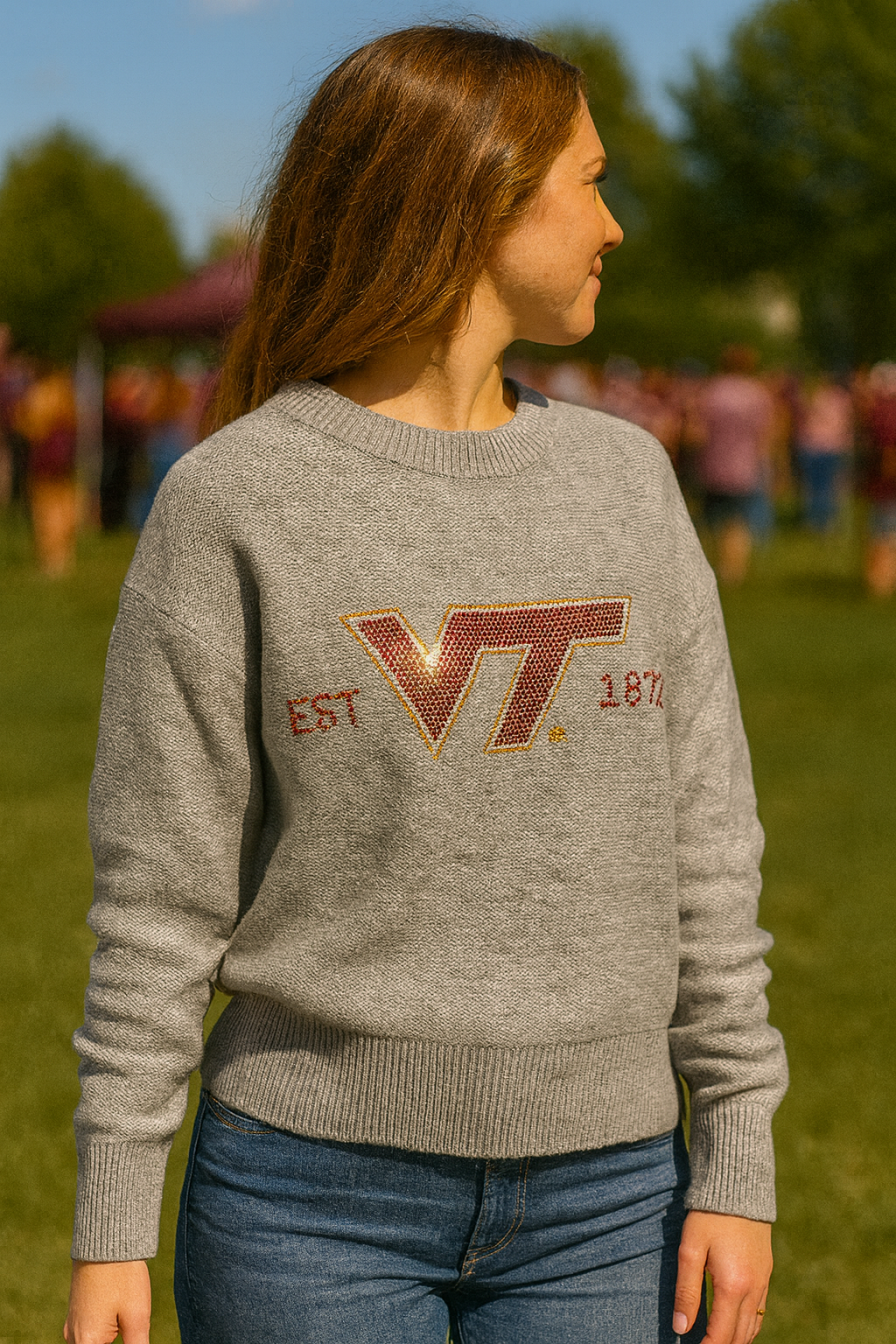 Virginia Tech EST. 1872 Gray Crewneck Sweater