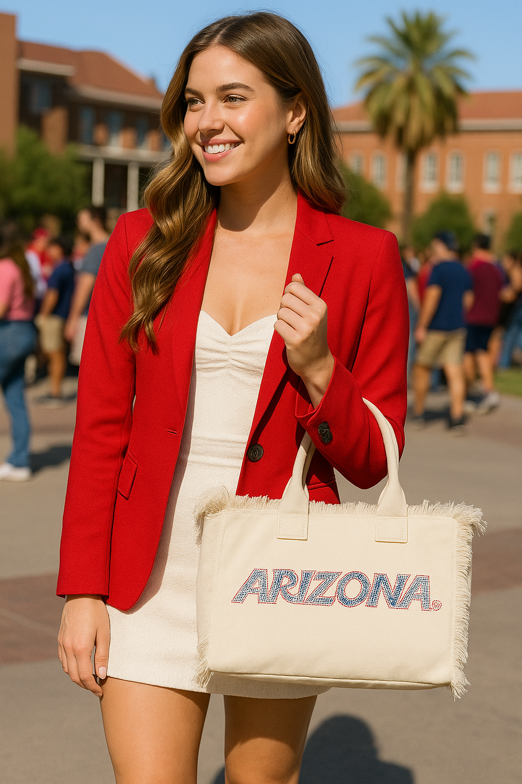 University of Arizona Blue & Red Arizona Ivory Canvas Tote Bag