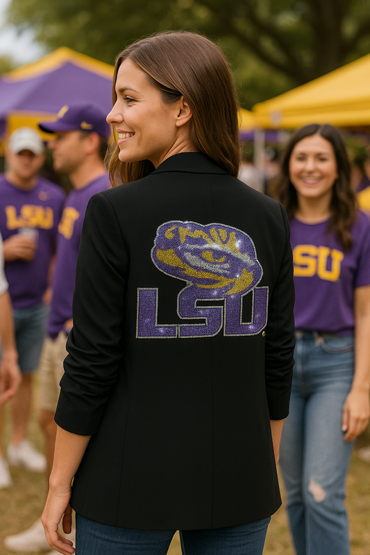 LSU Tiger Eye Black Ruched Sleeve Blazer