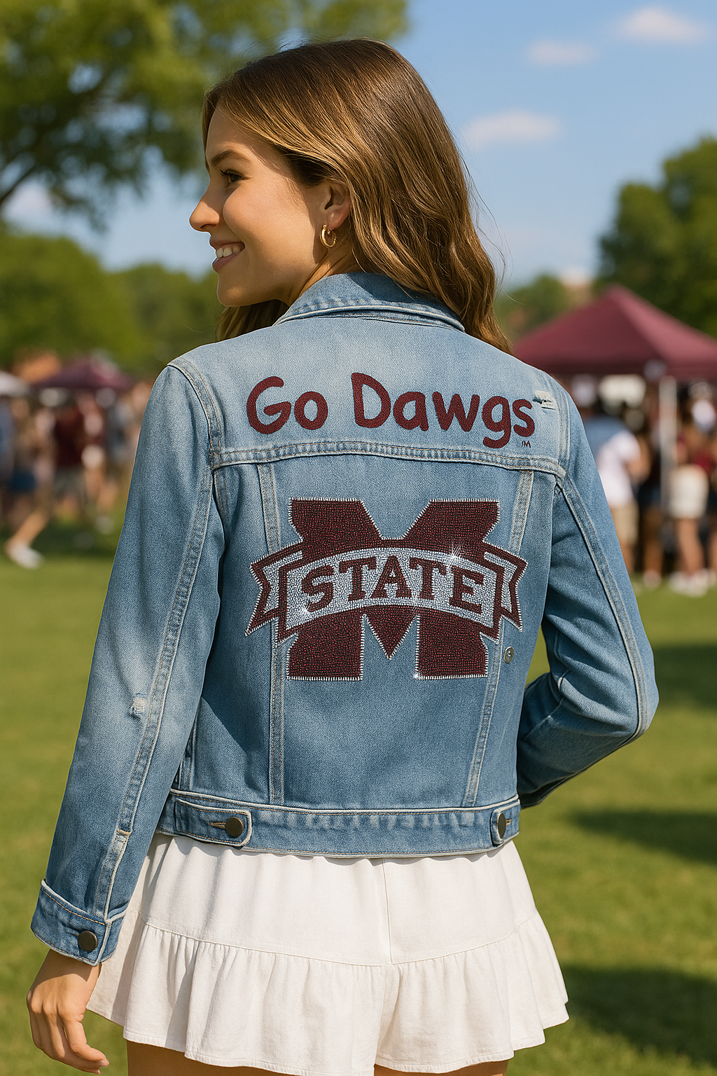 Game Day Jacket, Blue Denim, Mississippi State M State Go Dawgs