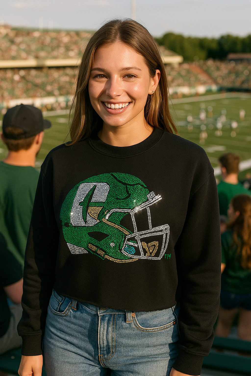 University of N Carolina-Charlotte Helmet Black Crewneck Sweatshirt