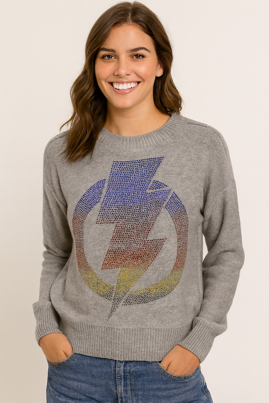 Circle Bolt Gray Crewneck Sweater