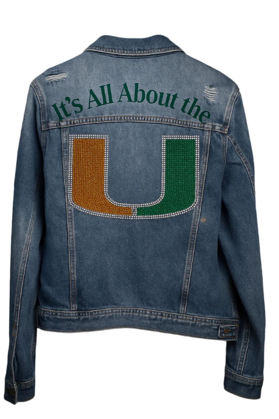 Game Day Denim Jacket, Medium Wash, University Of Miami All About The U